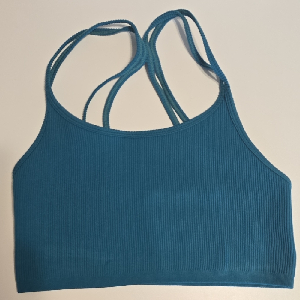 Forever21 Teal Ribbed Crop Top